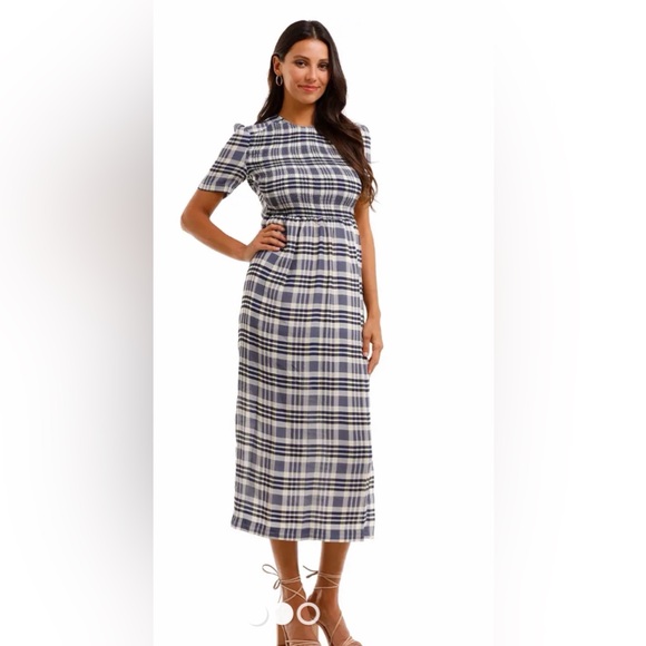 Baum und pferdgarten plaid midi dress casual short sleeve NWT size EU34 - Picture 2 of 3